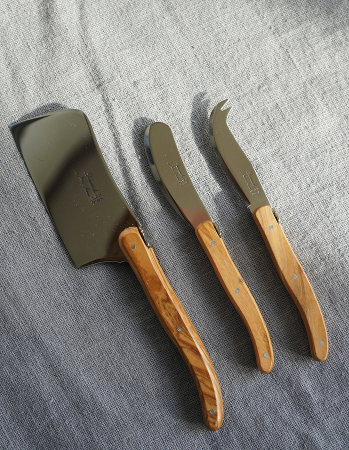 Laguiole Large Cheese Set - Olivewood