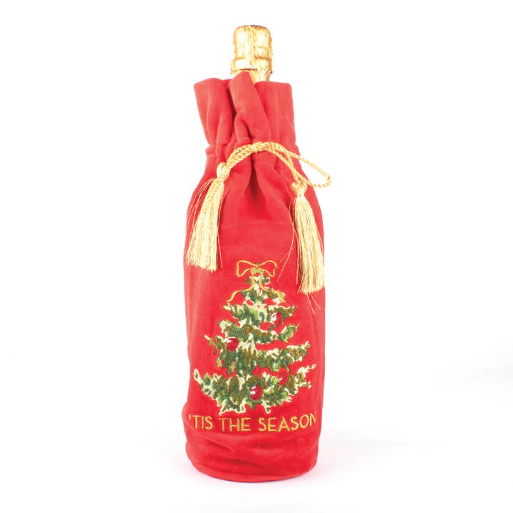 Embroidered Wine Bag - Christmas Tree