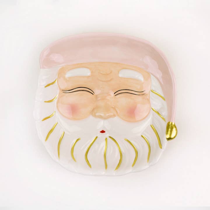 Santa Dessert Plate - Pink