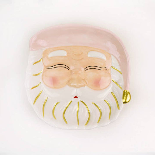 Santa Dessert Plate - Pink