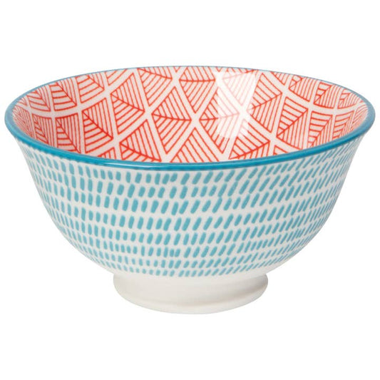 Petite Coupe Stamped Bowl - Blue Red Dash