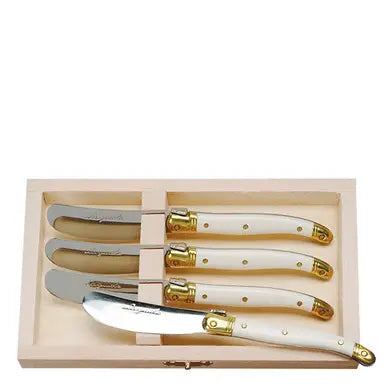 Jean Dubost 4 Spreader Set in Wooden Box- Ivory