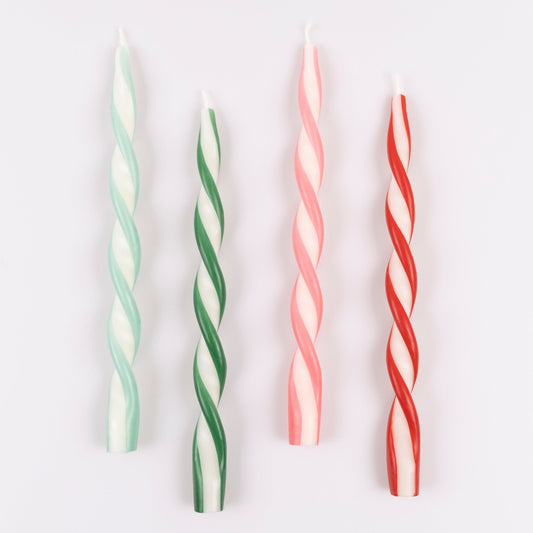 Assorted Stripe Twist Taper Candles