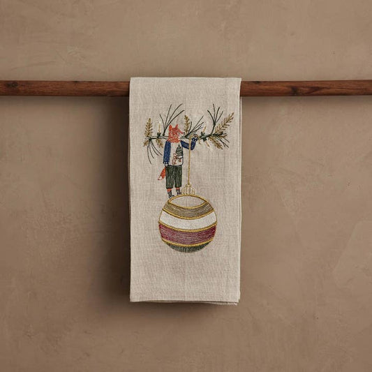 Tea Towel - Deck the Halls Fox