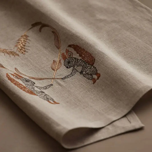 Tea Towel - Squirrels with Wheat