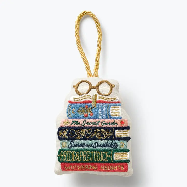 Rifle Paper Co Embroidered Ornament - Book Club