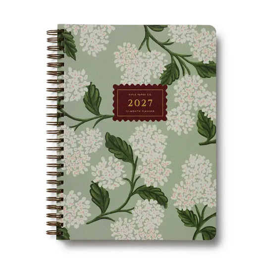 Rifle Paper Co 2027 12-Month Softcover Spiral Planner - Sage Hydrangea