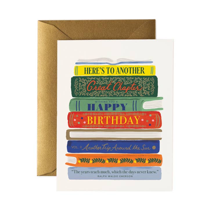 Rifle Paper Co Card - Book Stack Birthday