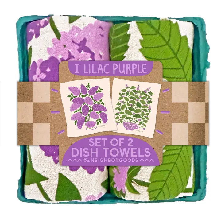 I Lilac Purple Tea Towel Set