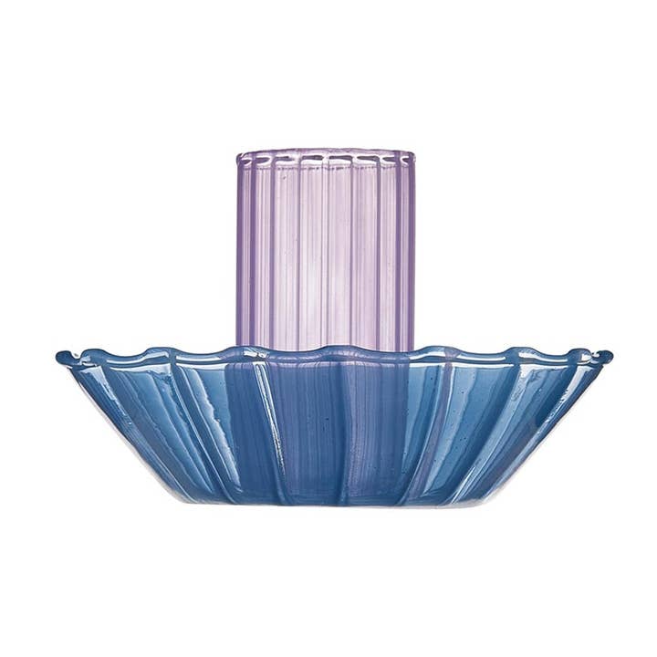 Glass Candle Holder - Blue Purple