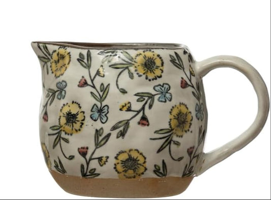 Stoneware Creamer - Multicolor Floral