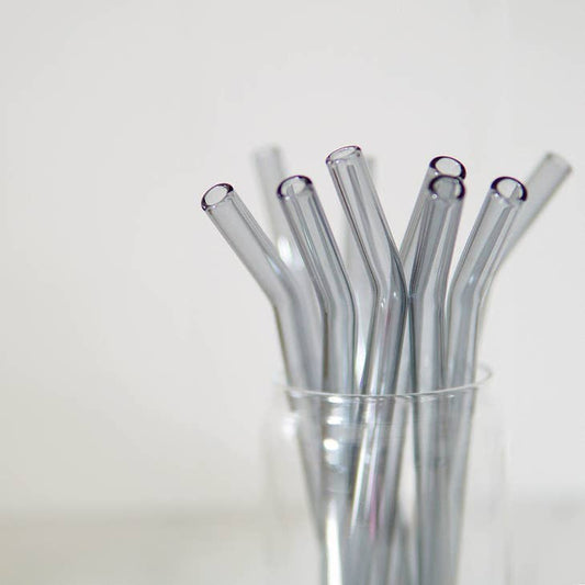 Grey Bent Glass Straw