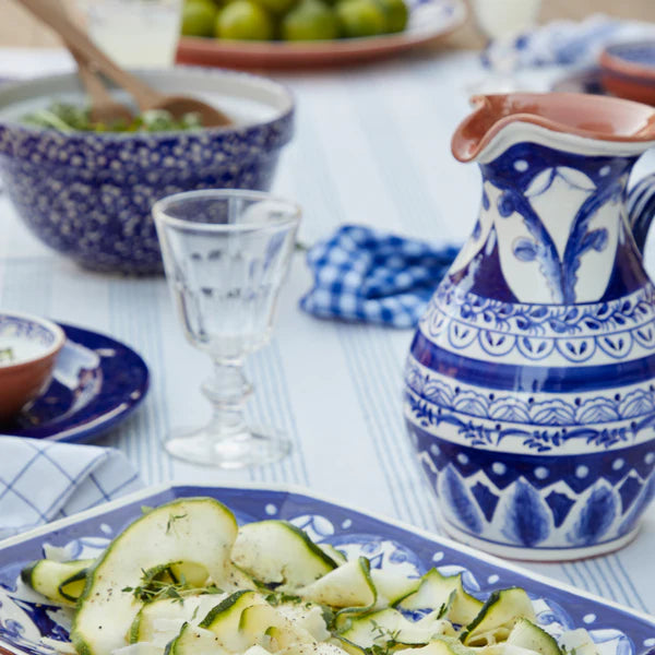 Alentejo Terracotta Pitcher - Blue White