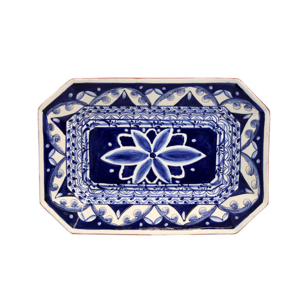 Alentejo Terracotta Octagonal Platter - Blue White