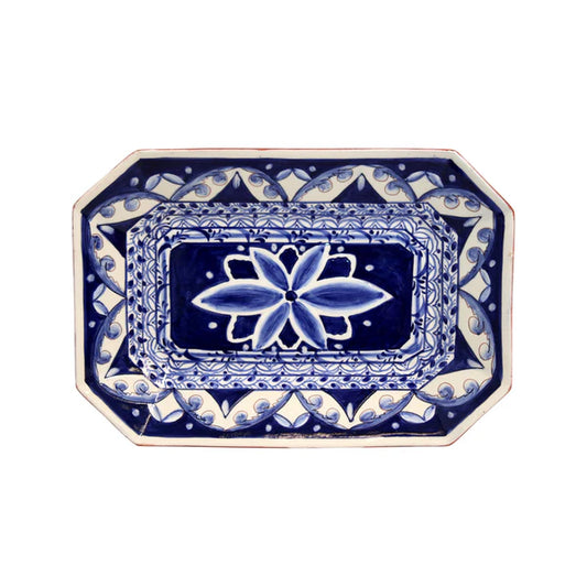 Alentejo Terracotta Octagonal Platter - Blue White