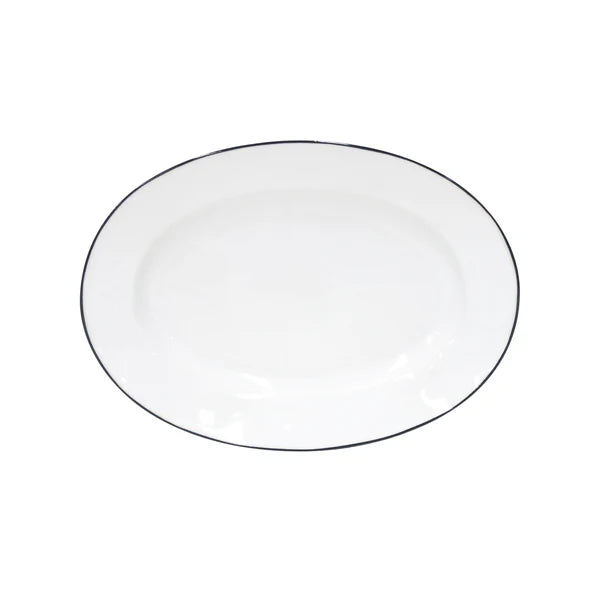 Beja Medium Oval Platter - White Blue