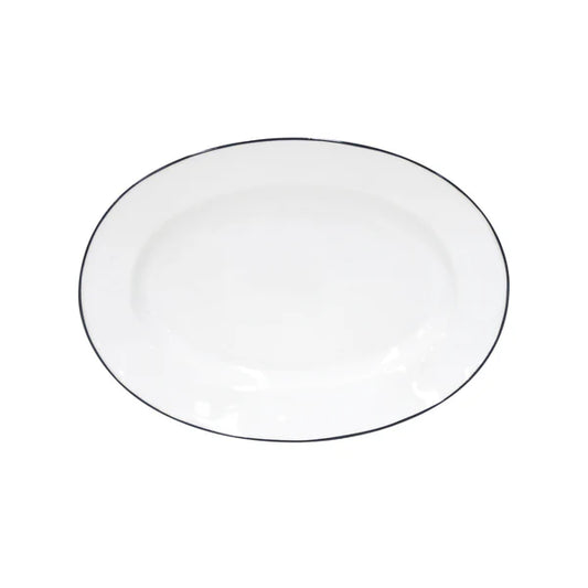 Beja Medium Oval Platter - White Blue