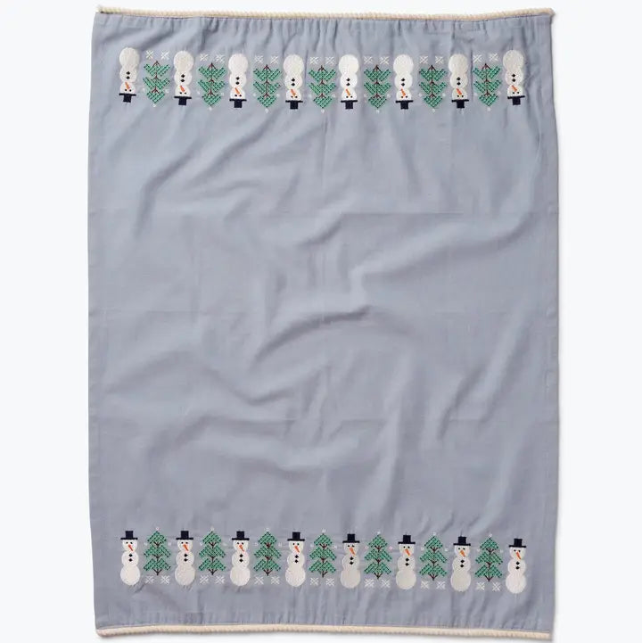 Rifle Paper Co Embroidered Tea Towel - Snowman