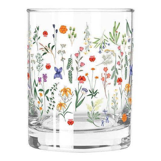 Double Old Fashioned Glass - Boho Flowers