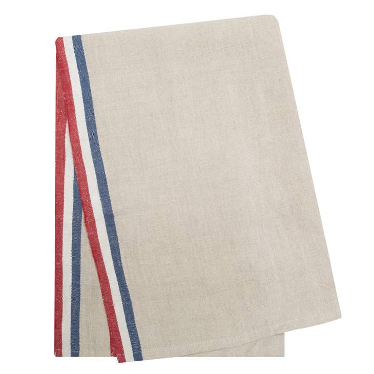 Normandy Tea Towel Set - Natural, Red & Blue