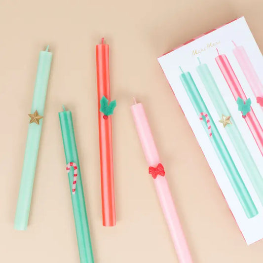 Festive Striped Table Candles