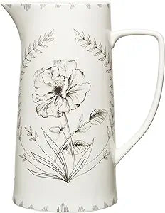 Stoneware Pitcher - Black Floral