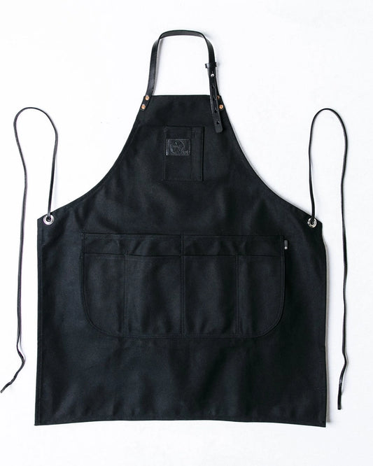 The Premium Apron - Black Canvas & Black Leather