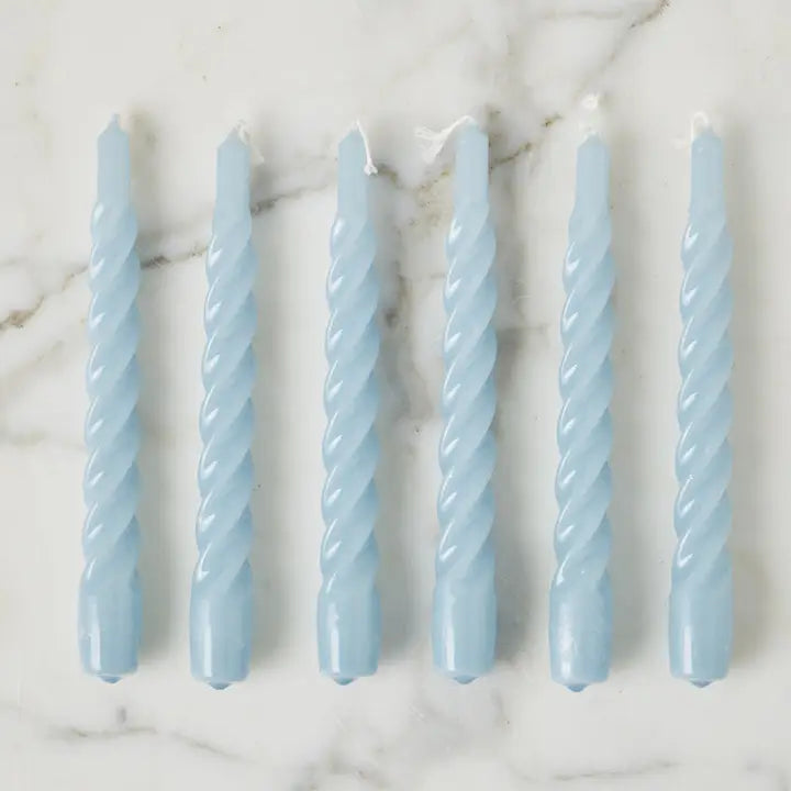 Lacquered Twisted Taper Candles - Denim
