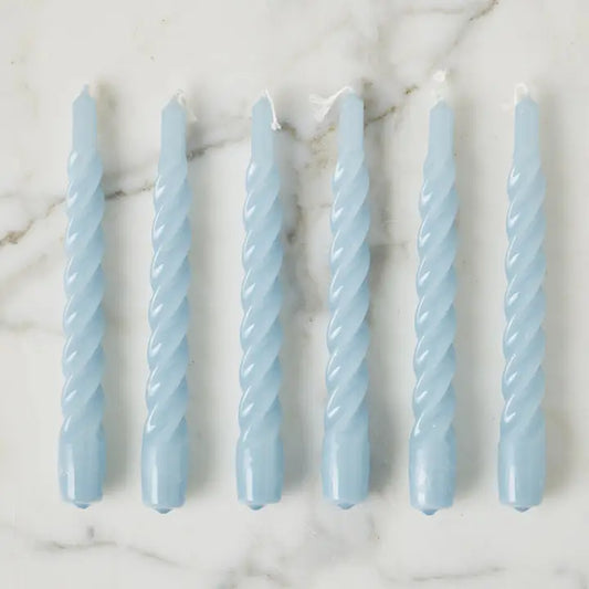 Lacquered Twisted Taper Candles - Denim