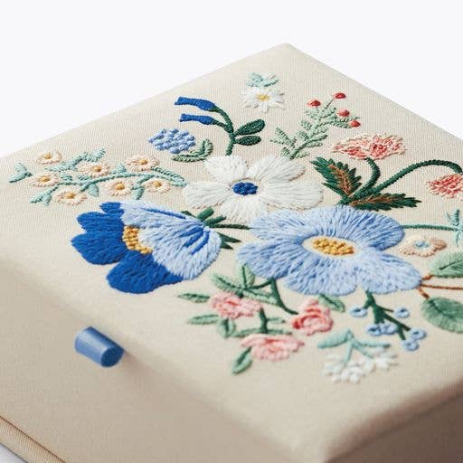 Rifle Paper Co Embroidered Keepsake Box - Garden Party Blue