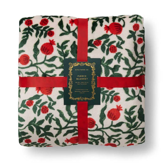 Rifle Paper Co Fleece Blanket - Christmastide Pomegranate