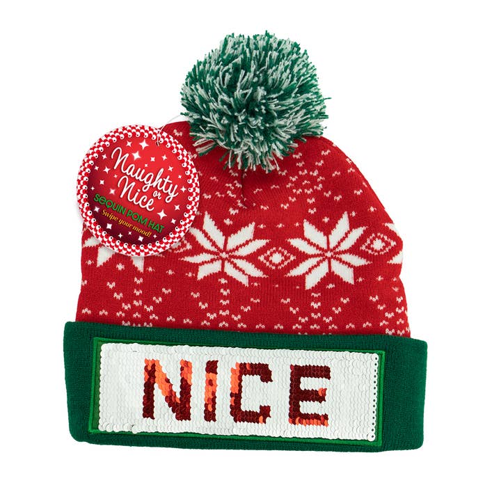 Naughty or Nice Sequin Pom Hat