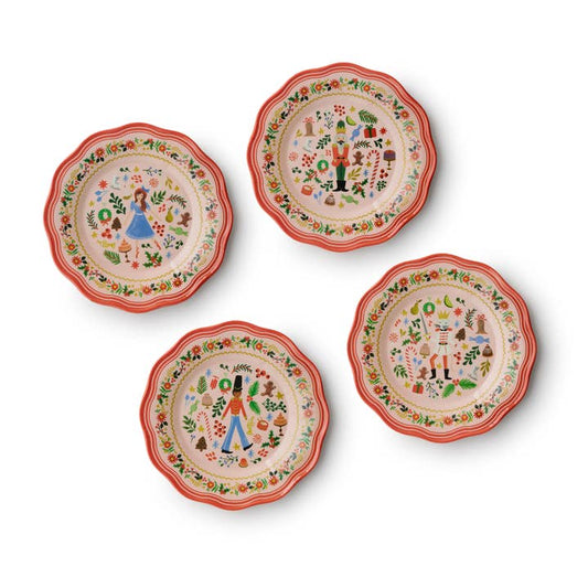 Rifle Paper Co Melamine Dessert Plate Set - Holly Jolly Nutcracker
