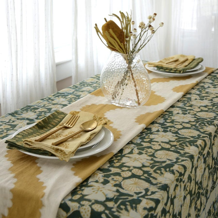 Block Printed Table Runner - Golden Rays