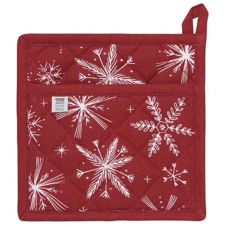 Pot Holder Oven Mitt Set - Snowflake