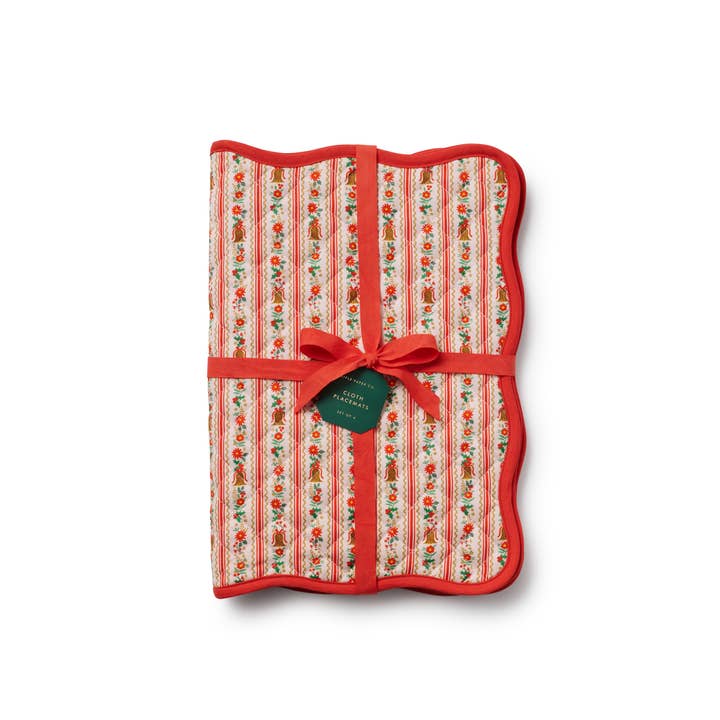 Rifle Paper Co Quilted Placemat Set - Holly Jolly
