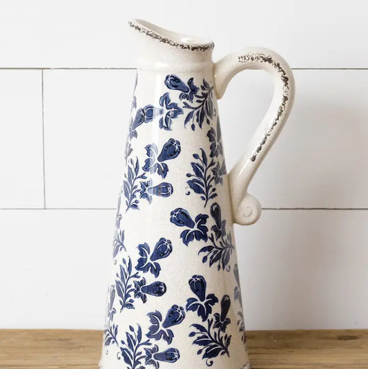Ceramic Pitcher - Blue Floral