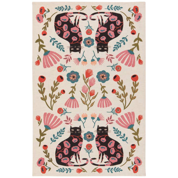 Catbloom Mirror Image Tea Towel