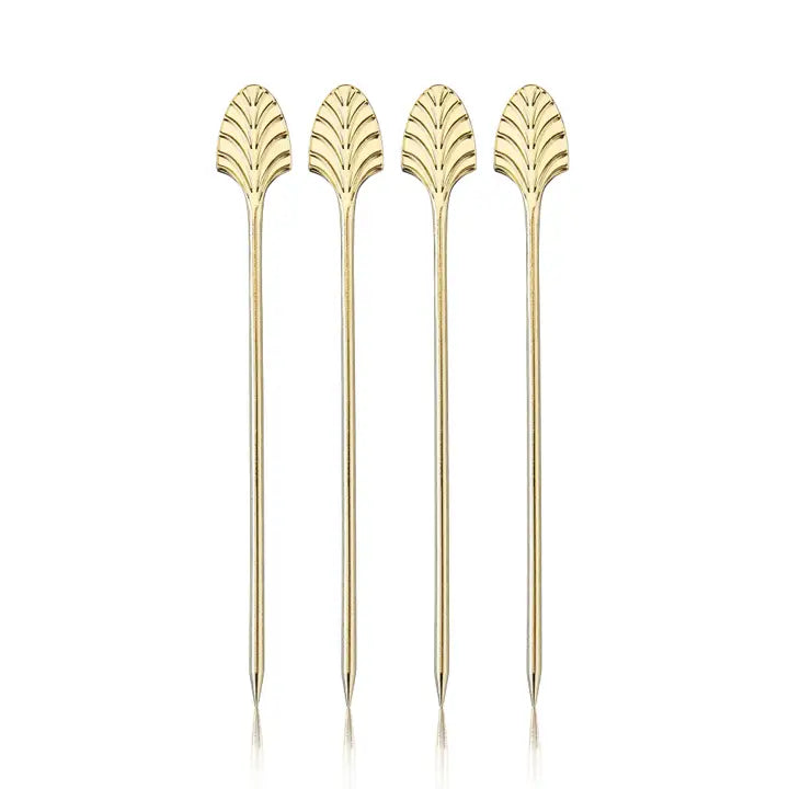 Art Deco Gold Cocktail Pick Set