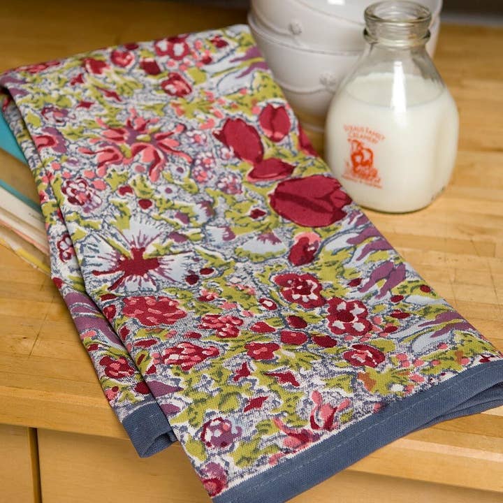 Tea Towel - Jardin Red & Grey