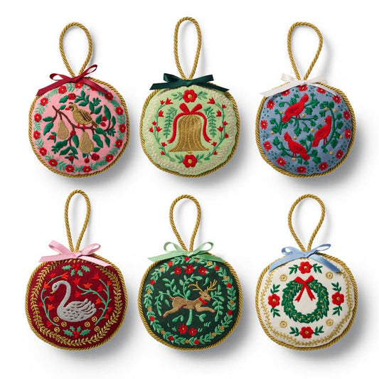 Rifle Paper Co Embroidered Ornament Set - Christmastide