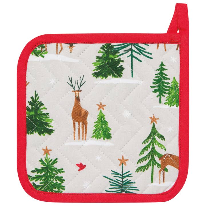 Pot Holder Oven Mitt Set - Santa's Reindeer