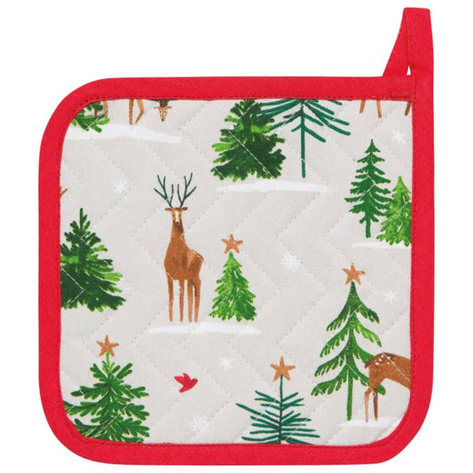 Pot Holder Oven Mitt Set - Santa's Reindeer