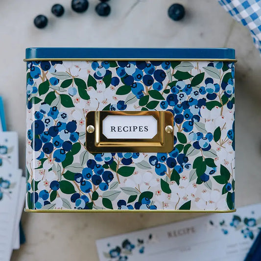 Tin Recipe Box - Blueberry Field