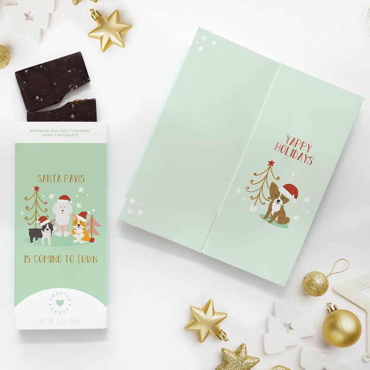 Chocolate-Filled Card - Santa Paws