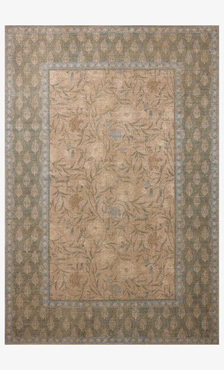 Rifle Paper Co x Loloi Edinburgh Aster Rug - Sand & Green