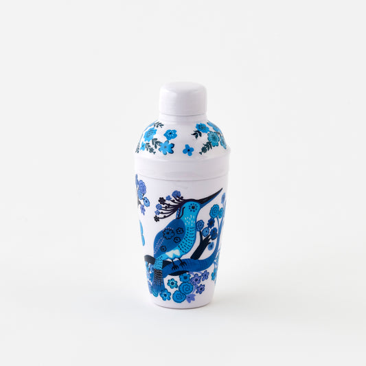 Enameled Blue and White Cocktail Shaker