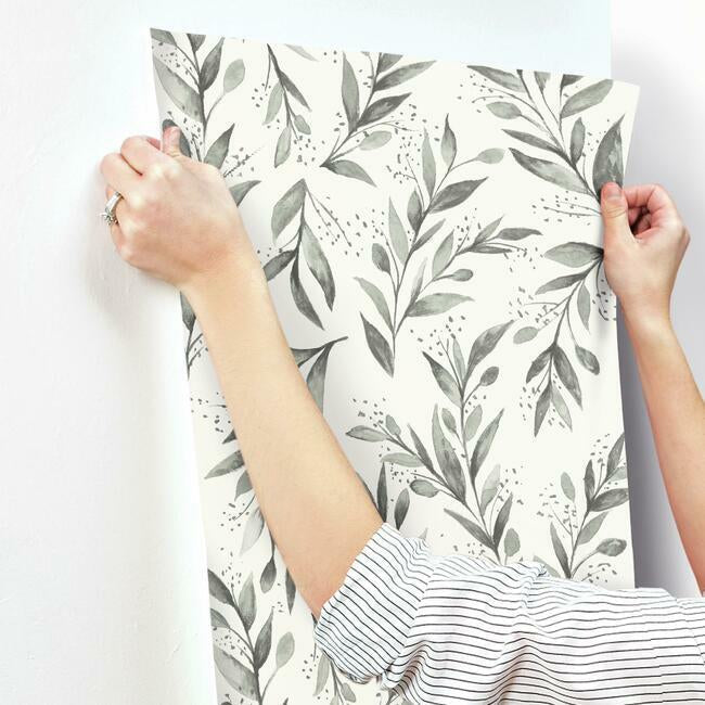 Magnolia Home Olive Branch Wallpaper - Charcoal