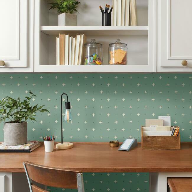 Magnolia Home Cross Stitch Wallpaper - Jade