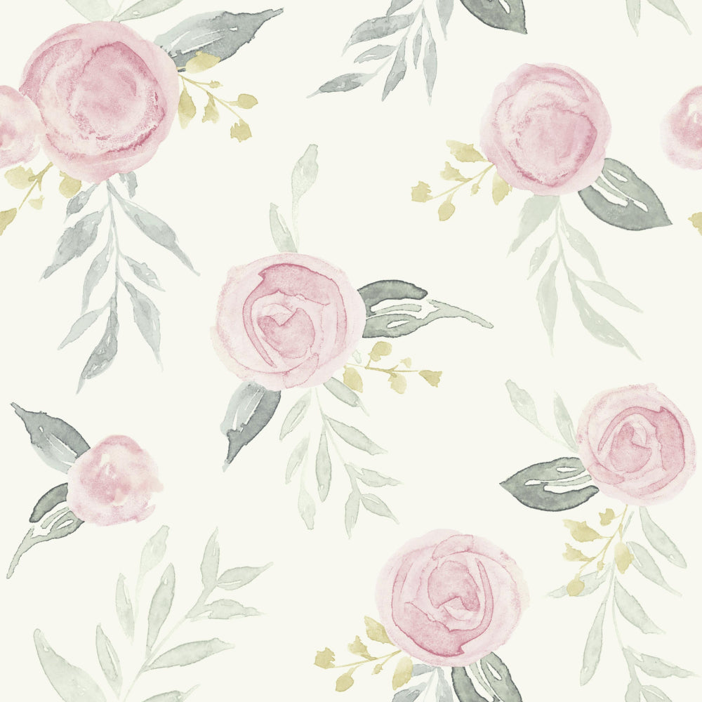 Magnolia Home Watercolor Roses Wallpaper - Gala Pink